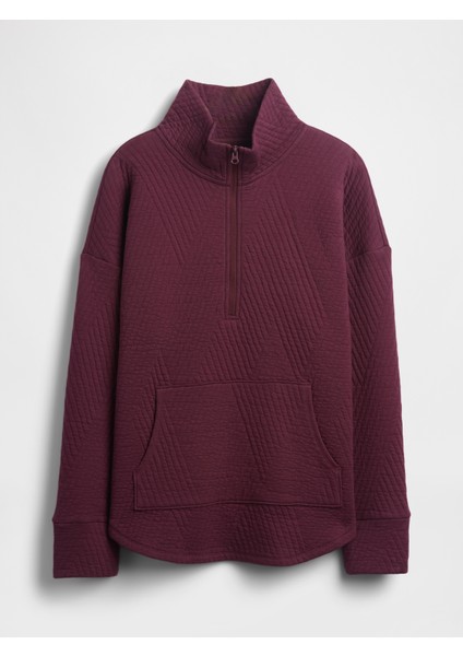 Kadın Bordo Gapfit Quilted Jacquard Pullover Spor Üst fiyatları