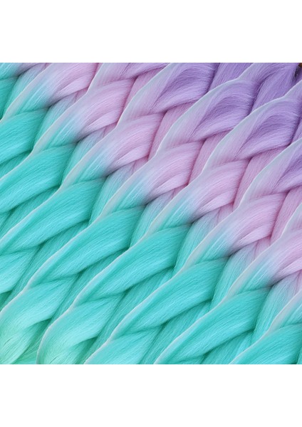 Afrika Örgülük Ombreli Sentetik Saç 100 Gr. - Lila / Pembe / Turkuaz Mavi / Soft Yeşil fiyatları