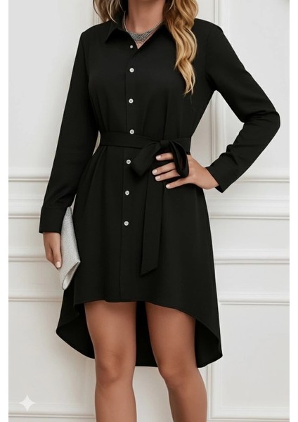 Kadın Uzun Kollu Ön Kısım Kısım Arka Kısım Uzun Trikoton Gömlek Elbise modelleri