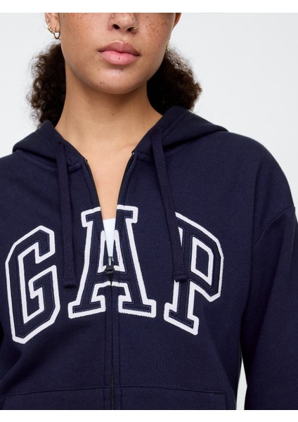 Kadın Lacivert Gap Logo Fleece Fermuarlı Sweatshirt modelleri