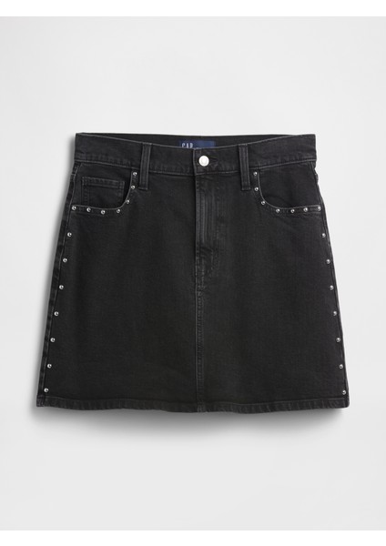 Kadın Siyah High Rise Denim Mini Etek fiyatları