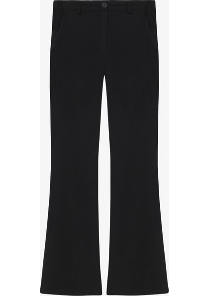 Ispanyol Paça Kumaş Pantolon Siyah