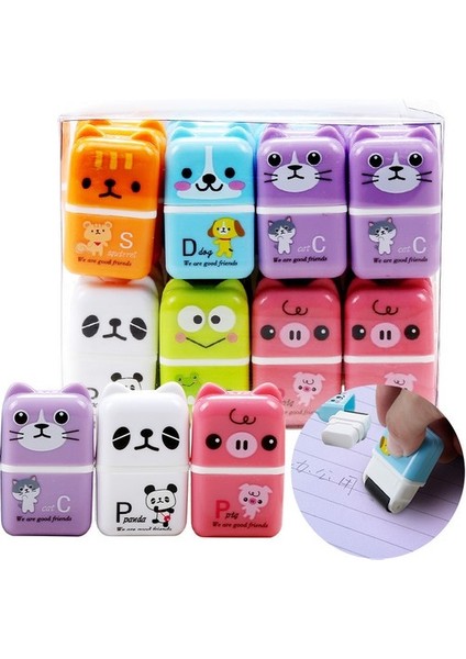 Bordo Tarzı Sevimli Çizgi Film Kaydırmalı Renkli Dikdörtgen Silgi Kauçuk Öğrenci Kırtasiye Çocuk Hediyeler Okul Ofis Düzeltme Malzemeleri (Yurt Dışından)
