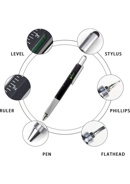 Koyu Gri Tarzı Mavi Hediye Aracı Pe Multitool Teknolojik Kalem ile Cetvel, Düzeyölçer, Top Kalem Dokunmatik Ekran Erkekler Için Benzersiz Hediyeler (Yurt Dışından)