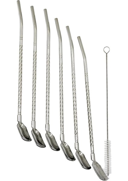 7pcs - 6pipet + 1temizleme Fırça Çelk Kaşıklı Pipet (5148)