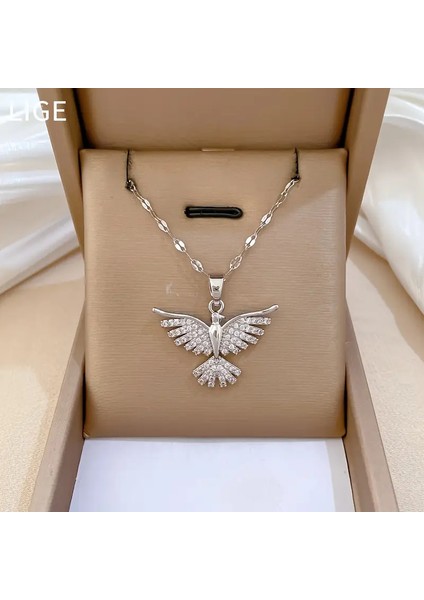 Hür Kuş Gümüş Kaplama Anka Kuşu Temalı Kadın Kolye modelleri