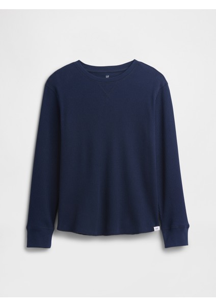 Erkek Çocuk Lacivert Waffle-Knit T-Shirt