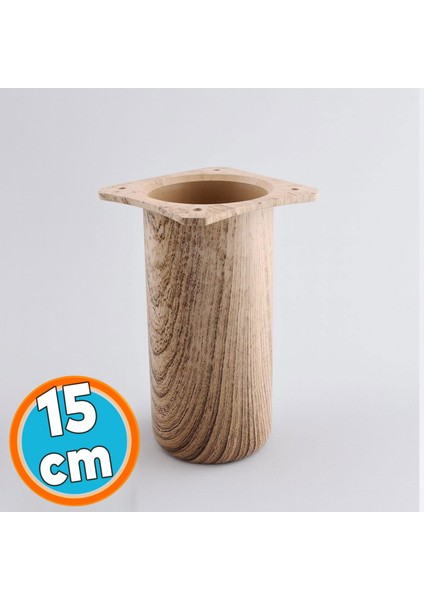 Mobilya Kanepe Koltuk Baza Yükseltici Yükseltme Ayağı Ayakları Plastik Doğal Meşe Renk 15 cm