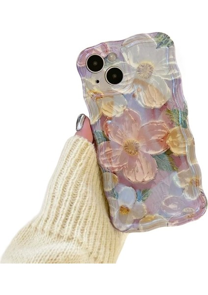 Apple Cep Telefonu Kılıfı IPHONE16E Dişi Silikon Düşmeye Dayanıklı Mavi Işık Için Yağlı Boya Çiçekler (Yurt Dışından)