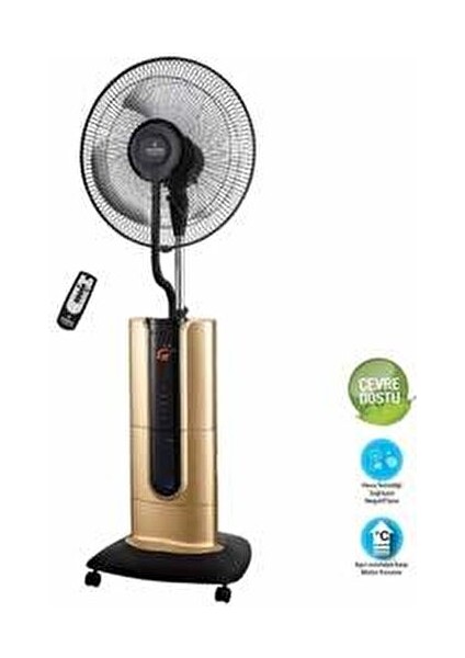 Cool Buharlı Vantilatör 120 W Ayaklı Tasarım ile Altın Renk ve Negatif İyon Özelliği fiyatları