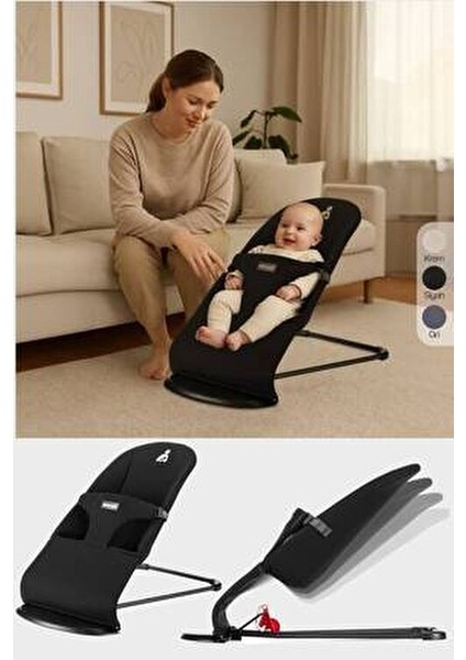 3 Kademeli Yaylanan Ana Kucağı Siyah Çıkartılabilir Kılıf ile 0-12 kg Kapasite