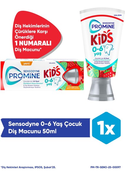 Promine 0-6 Yaş Çocuk Diş Macunu 50ml - Çilek Aromalı