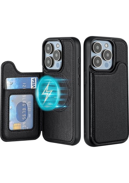iPhone 16E Koruyucu Kılıf Apple Manyetik Cep Telefonu Kılıfı Kart Yuvası Cep Telefonu Deri Kılıfı Için Uygundur (Yurt Dışından)
