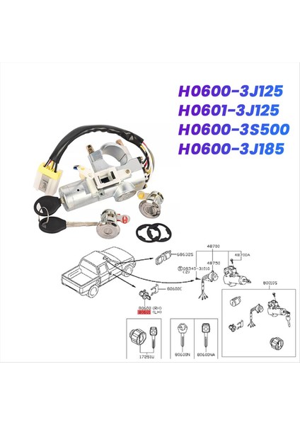 Araba Kapısı Kilit Silindir Ateşleme Anahtarı Anahtar Kitleri H0600-3J125 Nissan Altima Frontier Pathfinder Xterra H06000W000 (Yurt Dışından) fiyatları