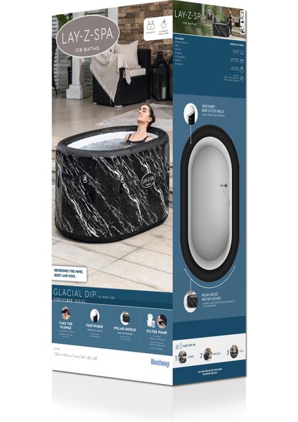 Lay-Z-Spa® Glacial Dip™ 6002Q Soğuk Terapi Buz Banyosu Küveti, 2 Kişilik