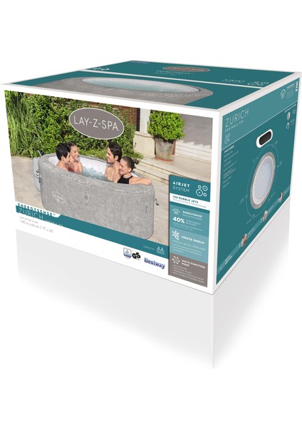 Lay-Z-Spa® 60065 Zurich Energysense Signature Airjet™ Şişme Spa Havuzu, 2-4 Kişilik