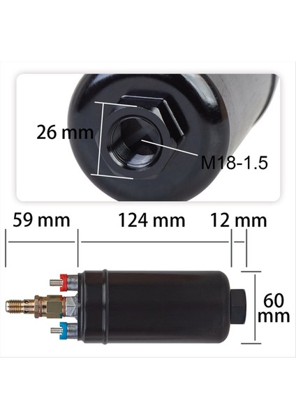 Universal Efı 300LPH Satır Içi Harici Yakıt Pompası 0580254044 0580 254 044 E85 Etanol Uyumlu (Yurt Dışından) modelleri
