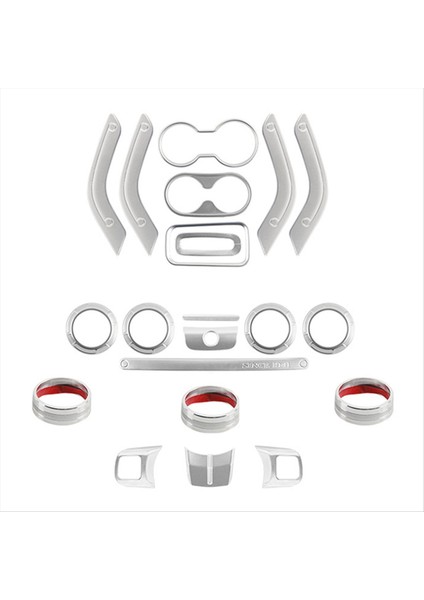 21 Adet Jeep Wrangler Için Araç Iç Dekorasyon Kapağı Jk 2007-2017 Iç Trim Kiti Gümüş (Yurt Dışından)