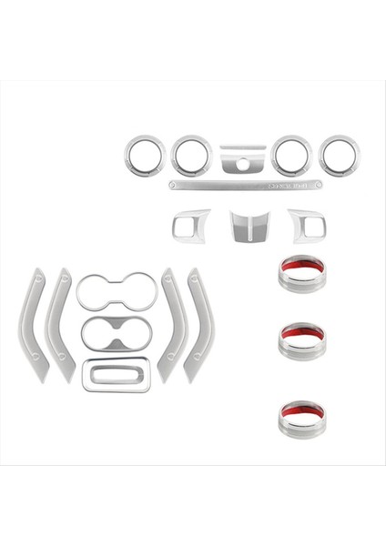 21 Adet Jeep Wrangler Için Araç Iç Dekorasyon Kapağı Jk 2007-2017 Iç Trim Kiti Gümüş (Yurt Dışından) indirimleri