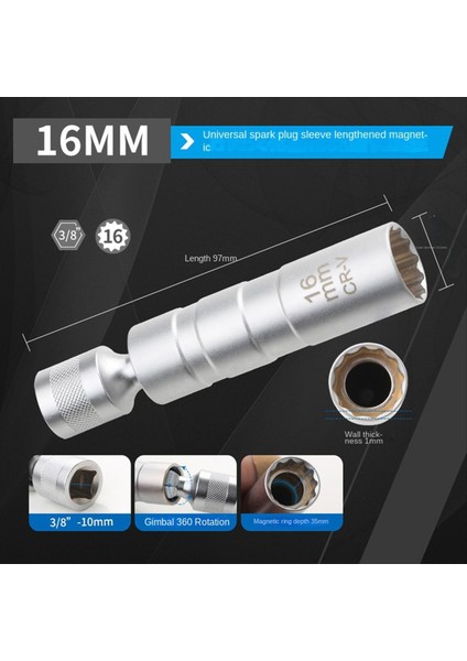 2pcs 14MM 16MM Mıknatıs Buji Çıkarma Aracı Anahtar Kol 3/8inch 12 Noktalı Döner Mum Anahtar Soket Kiti (Yurt Dışından) fırsatları