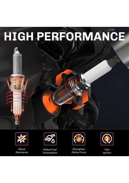 4pcs Araba Bujileri 18847-08220, 1884708220 Hyundai Santa Fe Sport Sonata Kia 2.0l Turbo / 2.4l Hybrid 2011-2022 (Yurt Dışından) fırsatları