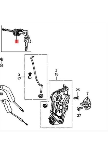04921-TEA-A01 Honda Civic 2016-2021 Ön Kapı Kilidi Için 2 Keys Fc1 Fc7 ile Sol Sürücü Kapı Kilit Silindiri 04921TEAA01 (Yurt Dışından)