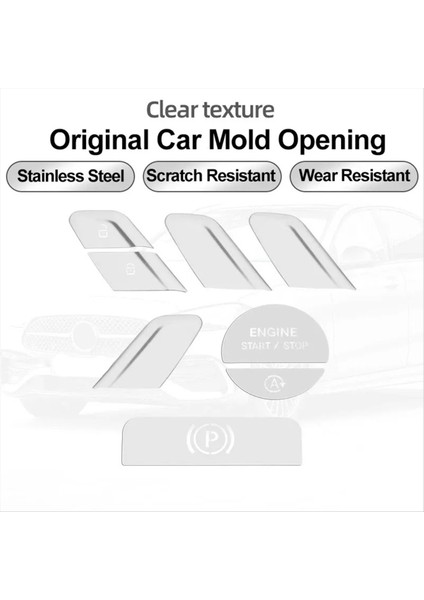Araba Iç Mekan Bir Anahtar Başlangıç ​​far Handbrake Kapı Düğmesi Çıkartma Mercedes-Benz C E Glc W206 W214 X254 Gümüş (Yurt Dışından)