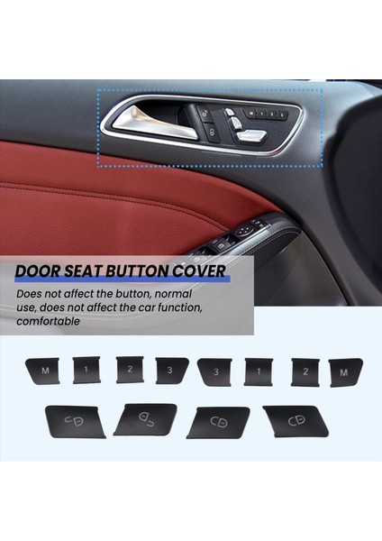 12PCS Araba Kapısı Koltuk Hafıza Kilit Anahtarı Düğmesi Çıkartmaları Mercedes Için Kapak Kaplama Benz A B C E Sınıf Cla Gla Gle Gls ml (Yurt Dışından) fırsatları