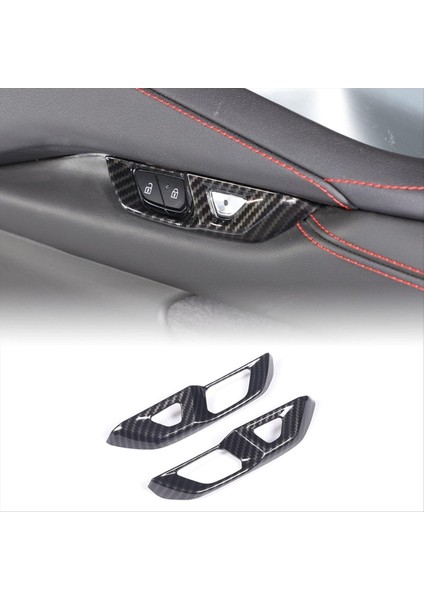 Chevrolet Için Corvette C8 2020-2023 Araba Iç Kapı Kilit Anahtarı Düğmesi Kapak Döşeme Aksesuarları Abs Karbon Fiber (Yurt Dışından) modelleri