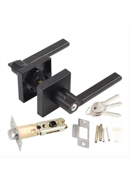 1 Set Amerikan Kapı Kilidi 3-Lever Tipi Giriş Kolu Kaplı Kilidi Ön ve Dış Kapı Kolu Için Salon Için Anahtar ile (Yurt Dışından)