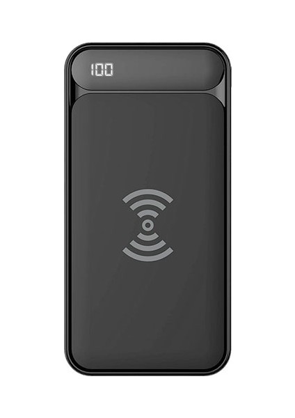 IP-217W 10000mAh Powerbank 2 Usb Port Siyah Kablosuz LCD Ekranlı Taşınabilir Pil Şarj Cihazı