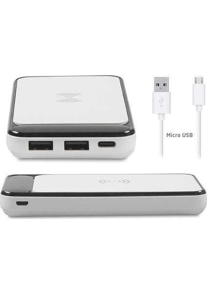IP-217W 10000mAh Powerbank 2 Usb Port Siyah Kablosuz LCD Ekranlı Taşınabilir Pil Şarj Cihazı modelleri