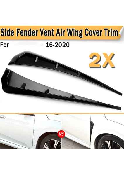 Honda Civic 10. Gen 2016-2020 Ön Çift Parlak Siyah Abs Çamurluk Havalandırma Kapakları Için Yan Çamurluk Havalandırmaları (Yurt Dışından) fiyatları