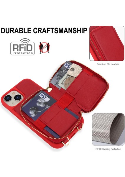 iPhone 15 Için Fermuarlı Kart Çantası Telefon Kılıfı (Yurt Dışından) fiyatları