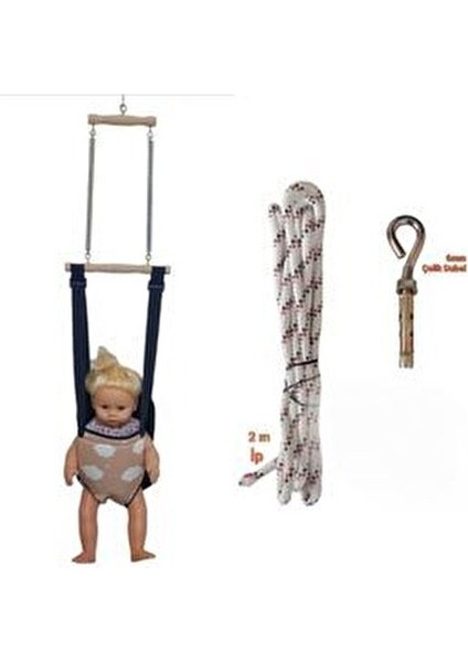 Hoppala Zıp Zıp Salıncak Yürüteç 25 kg Taşıma Kapasitesi Ahşap ve Pamuklu Malzeme indirimleri