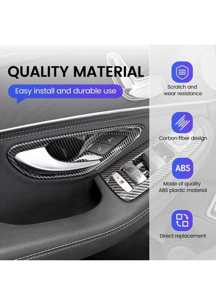 Karbon Fiber Araç Kapı Tutucu Kase Kapağı Mercedes Benz C E Glc Sınıfı W205 X253 GLC260L E3000L C200L 15-21 Lhd (Yurt Dışından) indirimleri