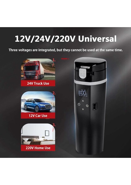 12V/24V 520ML Araç Isıtma Kupası 304 Paslanmaz Çelik Araç Elektrikli Su Kupası Elektrikli Su Isıtıcısı Kahve Çay Sütü Isıtılmış B (Yurt Dışından) modelleri