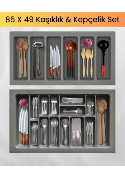85x49 Kaşıklık Ve Kepçelik 2'li Antrasit Set 78x41 cm'e kadar kesilebilir. (ÜCRETSİZ KESİM) indirimleri