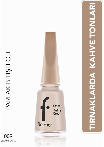 Latte Yüksek Pigmentli & Parlak Bitişli Kahve Tonlu Oje (009 Creamy Latte)