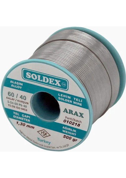 Arax 60-40 Lehim Teli 500 gr 1.3 mm - Sn:60 / Pb:40 fiyatları