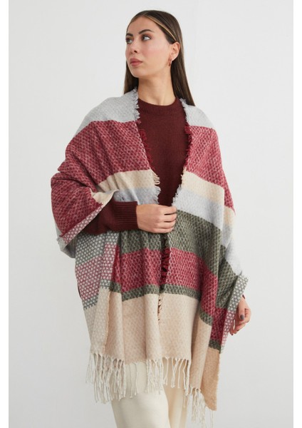 Renk Bloklu Petek Desenli Şal modelleri