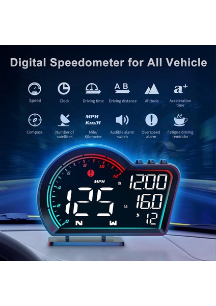 Dijital Gps Speedometre Evrensel Otomobil Başlığı, Speed ​​mph Pusula Yönü Yorgunluk Sürüş Hatırlatma ile Ekran (Yurt Dışından) modelleri