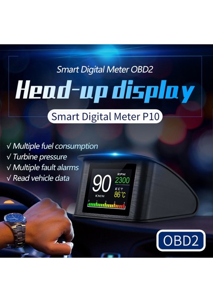 P10 Araç Dijital Obd2 Yerleşik Diyagnostik Kafa Ekran Sürüş Bilgisayar Kilometre Hız Göstergesi Sıcaklık Göstergesi (Yurt Dışından) fiyatları