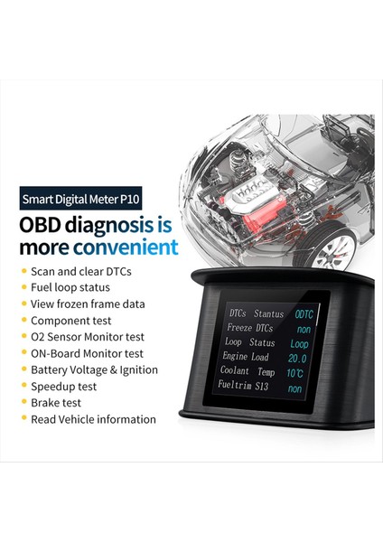 P10 Araç Dijital Obd2 Yerleşik Diyagnostik Kafa Ekran Sürüş Bilgisayar Kilometre Hız Göstergesi Sıcaklık Göstergesi (Yurt Dışından) fırsatları