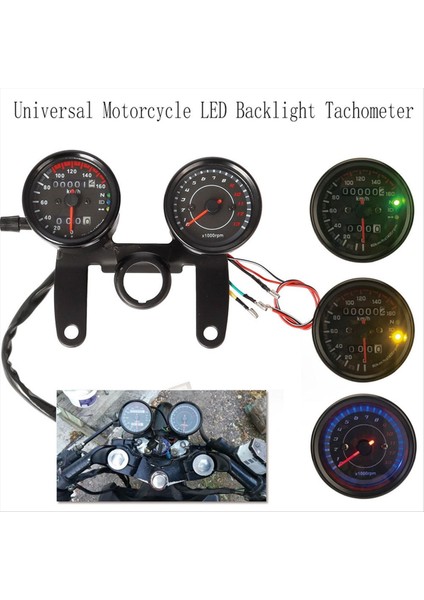 Evrensel Motosiklet Hız Tezgahı Kilometre Sometresi LED Arka Işık Takometresi (Yurt Dışından) fiyatları