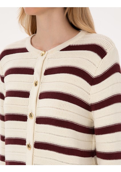 Kadın Vişne Regular Fit Triko Hırka 50310974-VR223