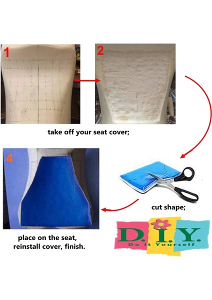2 cm Mavi Motosiklet Evrensel Koltuk Yastık Jel Ped Serin Ped Şok Emme Mat Diy Kesim Yastık (Yurt Dışından) fırsatları