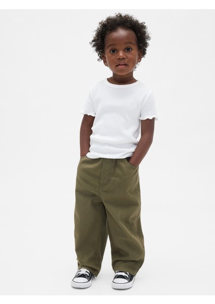 Erkek Bebek Haki Pull-On Barrel Pantolon