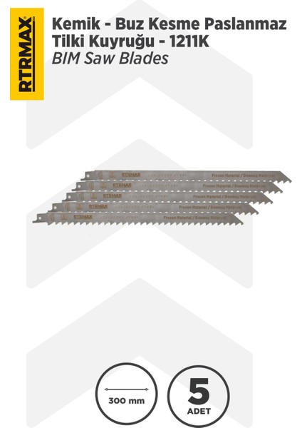 RH17670 Kemik - Buz Kesme Paslanmaz Tilki Kuyruğu - 1211K Model 300 mm - 5 Adet modelleri