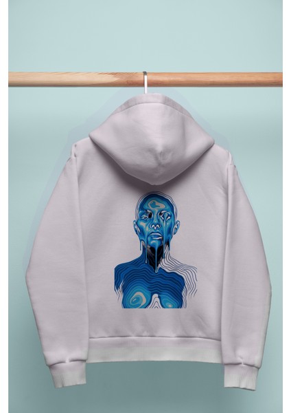Unısex Oversıze Blue Hoodie